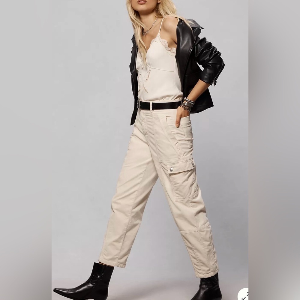 Anthropologie Ivory Carson Corduroy Utility Barrel Pants
